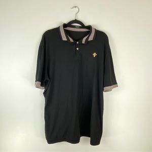Coofandy Mens Size 2XL Black Golf Polo Shirt Striped Trim Casual Short Sleeve